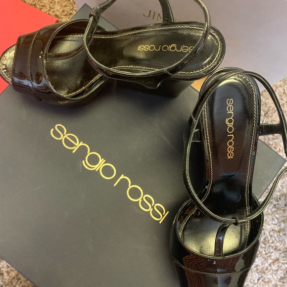 Sergio Rossi - Black patent wedge; 35.5 Us Size - Picture 2 of 9
